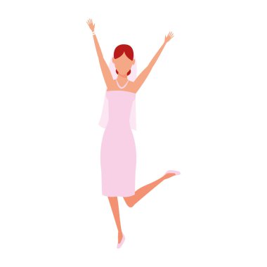 Avatar heyecanlı gelin simgesi, düz tasarım