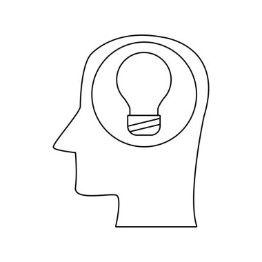 profil başı ampul simgesi, düz tasarım