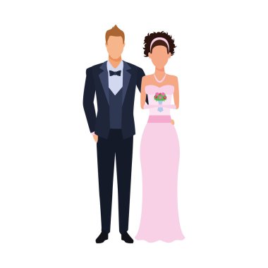 avatar bride and groom standing icon