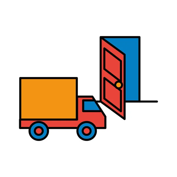 Camion de service de livraison avec porte — Image vectorielle