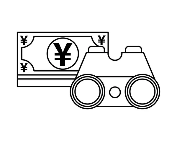 Yens rekeningen geld geïsoleerd pictogram — Stockvector