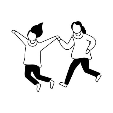 Kışlık elbiseli genç mutlu kızlar