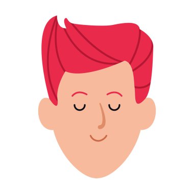 Genç adam yüzü simgesi, düz tasarım