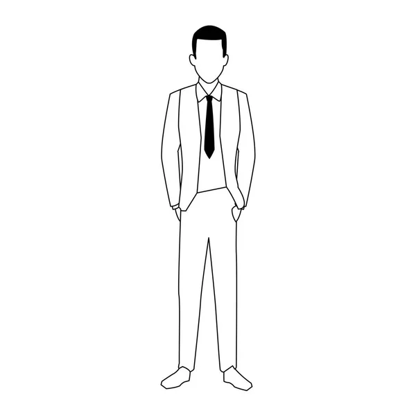 Avatar homme d'affaires debout icône, design plat — Image vectorielle