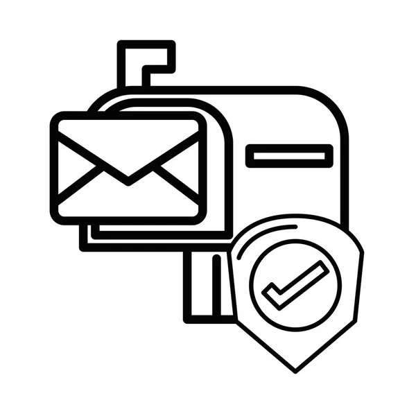 Sobre de correo en el buzón con el símbolo de cheque — Vector de stock