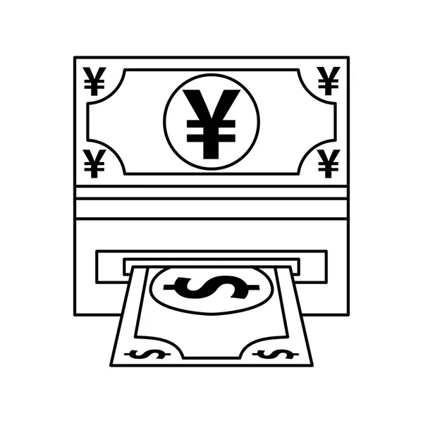 Bills dollar and yen money icons — 스톡 벡터