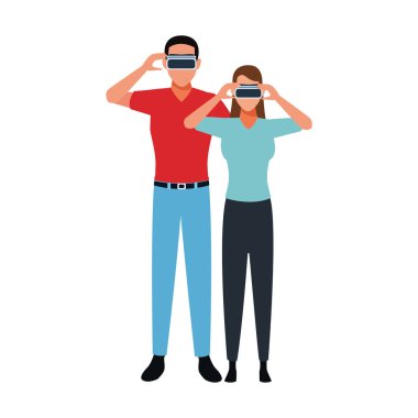 artırılmış gerçeklik teknolojisini kullanan erkek ve kadın