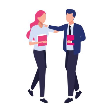 İş adamı ve kadın, renkli tasarım.