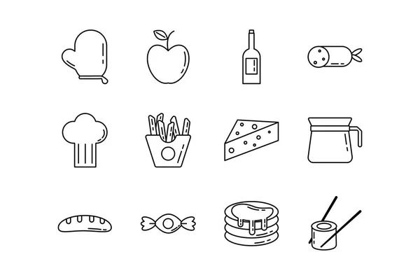Paket av näringsrika livsmedel set ikoner — Stock vektor
