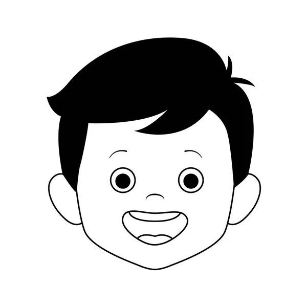 Roztomilý chlapec úsměv ikona, plochý design — Stockový vektor