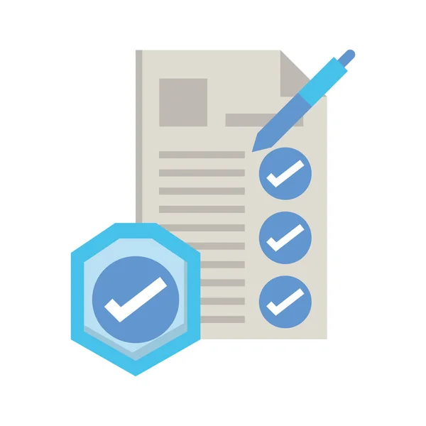 Checkliste Dokumentenpapier mit Stift — Stockvektor