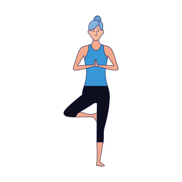 Frau übt sich in Yoga-Baum-Pose — Stockvektor