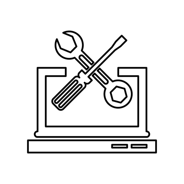 Ordenador portátil portátil con herramientas — Archivo Imágenes Vectoriales