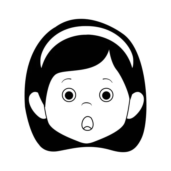 Cartoon surprised girl icon — Stock Vector