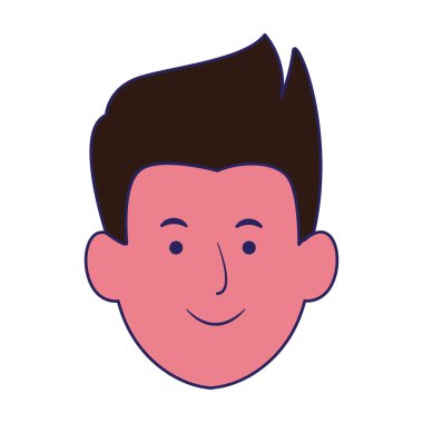 erkek yüzü gülen ikon, düz tasarım