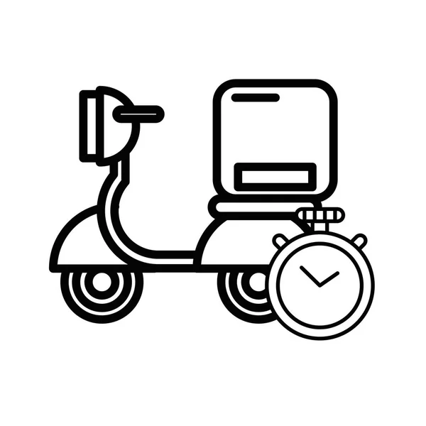 Vehículo de motocicleta con caja de embalaje servicio postal — Vector de stock