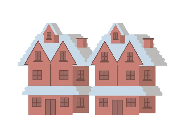 Casa con la nieve icono aislado — Vector de stock