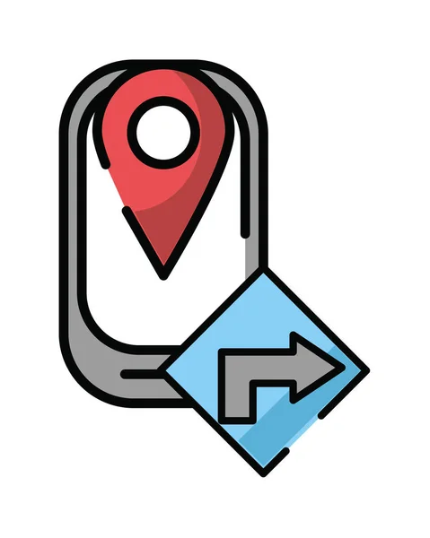 Smartphone με GPS θέση pin και σήμα κυκλοφορίας — Διανυσματικό Αρχείο
