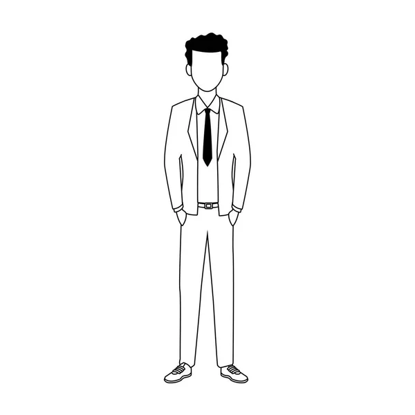 Молодий бізнесмен стояча ікона, плоский дизайн — стоковий вектор