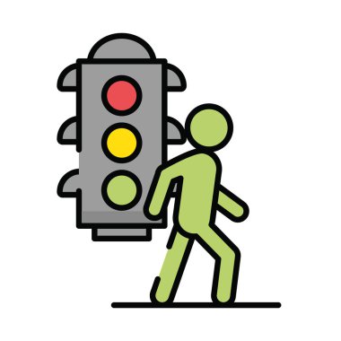 Yaya silueti semaforla yürüyor