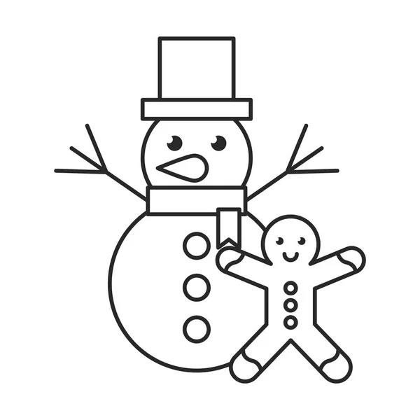 Feliz Natal boneco de neve personagem bonito — Vetor de Stock