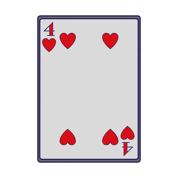 Four of hearts card icon, flat design — 스톡 벡터