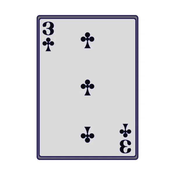 Trois de l'icône de la carte club, design plat — Image vectorielle