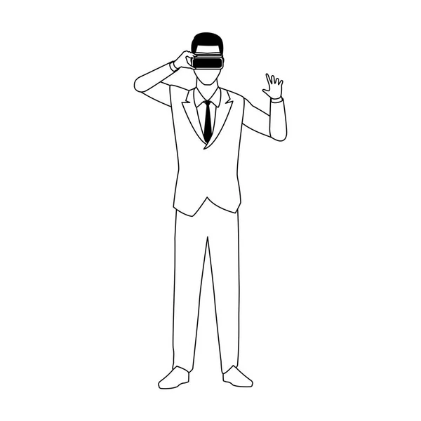 Obchodník s ikonou vr brýle, plochý design — Stockový vektor
