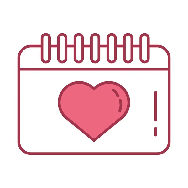 Glad Alla hjärtans dag kalender med hjärta — Stock vektor