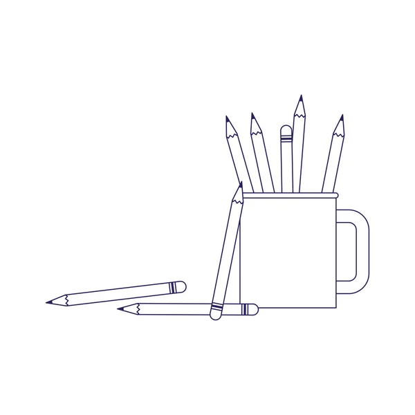 Mug with pencils icon, flat design — 스톡 벡터