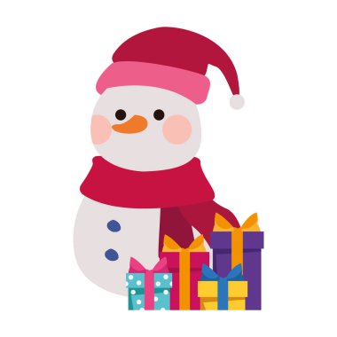 Hediye kutularıyla sevimli kardan adam.