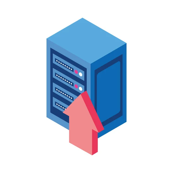 Pfeil und Datenserver-Center-Symbol hochladen — Stockvektor