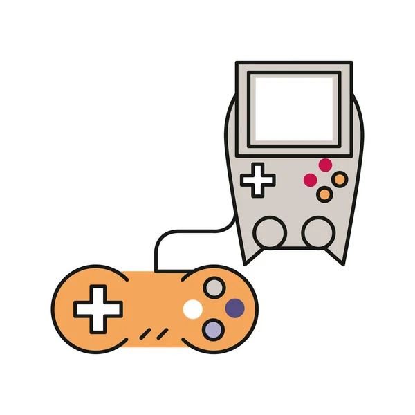 Poignée de contrôle de jeu vidéo avec console portable — Image vectorielle