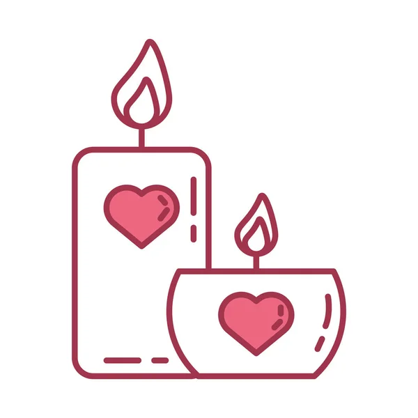 Χαρούμενα κεριά ημέρα του Αγίου Βαλεντίνου με καρδιές — Διανυσματικό Αρχείο