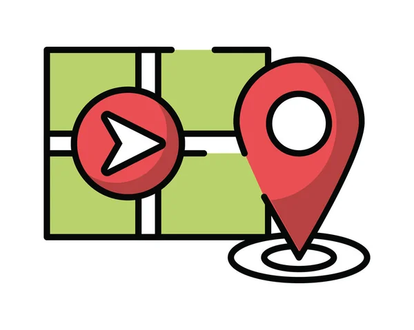 Paper map guide with pins location icon — ストックベクタ