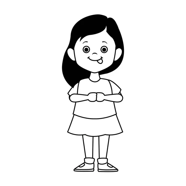 Dessin animé fille mignonne portant une jupe, design plat — Image vectorielle