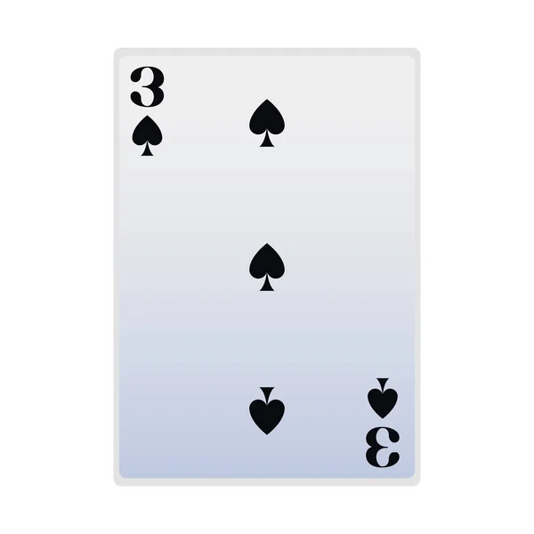 Drie van schoppen kaart pictogram, plat ontwerp — Stockvector