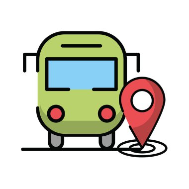 Yol ve otobüs ile pin işaretleyici konum rehberi