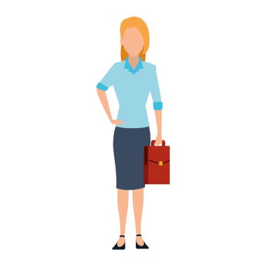 executive woman with briefcase icon, colorful design