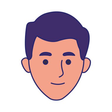 çizgi film adamı yüz simgesi, düz tasarım