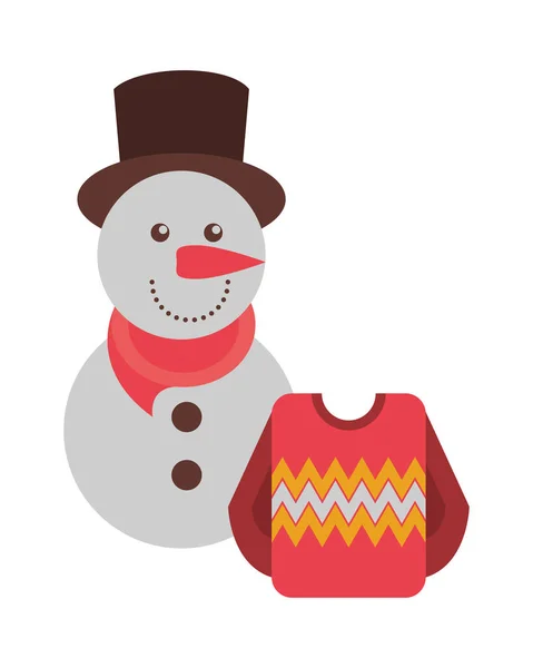 Feliz Natal boneco de neve personagem bonito — Vetor de Stock