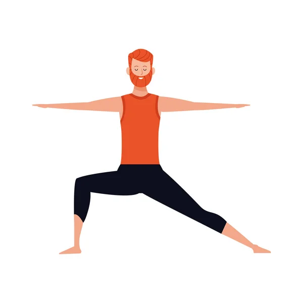 Mann praktiziert Yoga-Ikone, buntes Design — Stockvektor