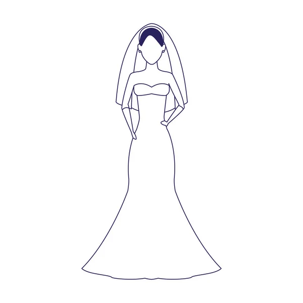 Avatar nevěsta s krásnými šaty, plochý design — Stockový vektor
