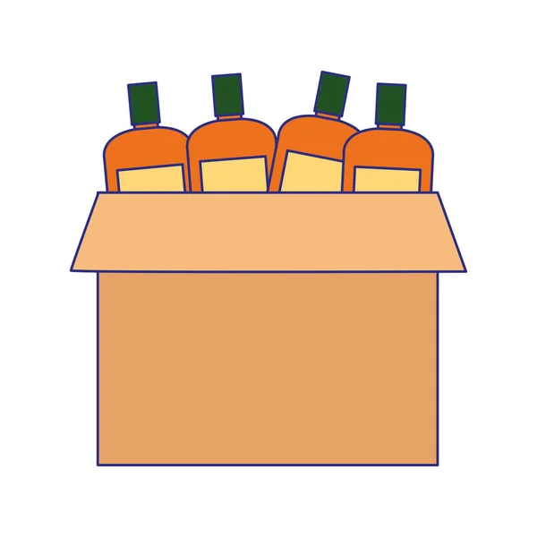 Schachtel mit Flaschensymbol, flaches Design — Stockvektor