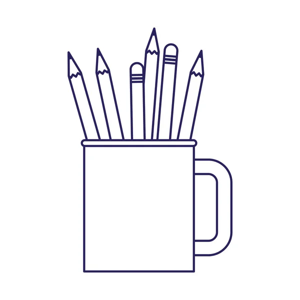 Mug with pencils icon, flat design — 스톡 벡터