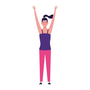 Mutlu kadın ayakta ikon, düz tasarım