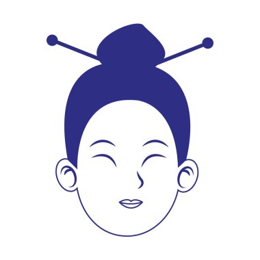 Çinli kadın yüz ikonu, düz tasarım.