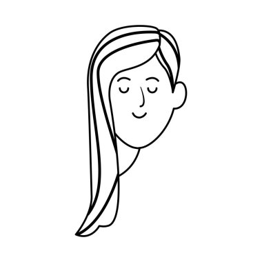 Sevimli kadın yüzü simgesi, düz tasarım