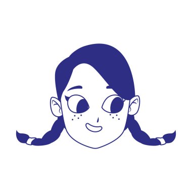 Düz dizaynlı, örgülü tatlı bir kız.