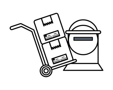 Kutu karton posta servisi olan el arabası